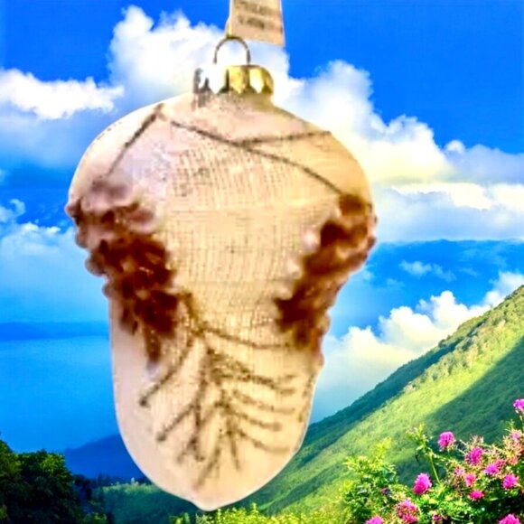 GERSON White Finial Acorn Glitter Glass Ornament Christmas Large Size 6" NEW - Picture 1 of 11